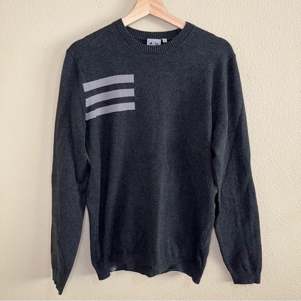 Adidas size small gray crewneck cotton blend long sleeve sweater